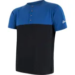 SENSOR MERINO AIR PT pánské triko kr.rukáv s knoflíky modrá/černá Velikost: S