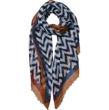 Šátek Bílo hnědo černý šátek s potiskem - 90*180 cm