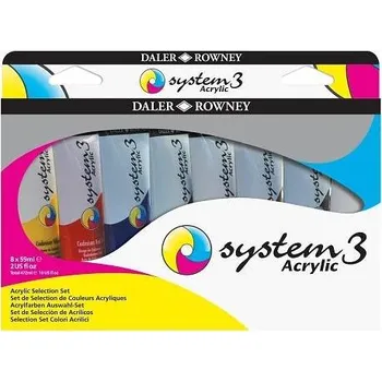 Výtvarná barva Daler-Rowney Akrylová barva System 3 sada 8x59 ml