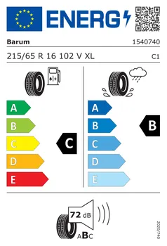 energetický štítek osobní pneumatiky Barum Bravuris 5HM