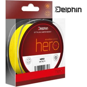 Delphin pletená šňůra HERO 4 fluo žlutá 300 m průměr: 0,12 mm