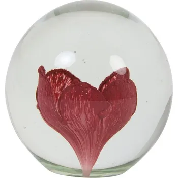 Light & Living Kulaté skleněné těžítko Flower s květinou - Ø 10 cm