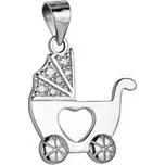 Stříbrný přívěsek se zirkony - kočárek