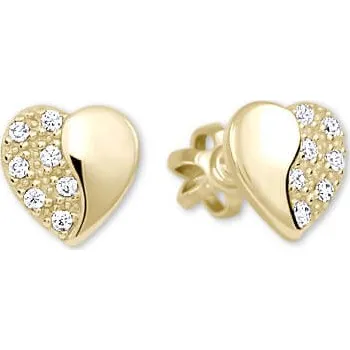 Šperk Brilio Zlaté náušnice Srdíčka s krystaly 239 001 00878 + 2 měsíce na vrácení zboží