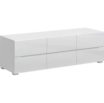 Televizní stolek Bílý RTV stolek JOLK 6S/140 s extra vysokým leskem, moderní design