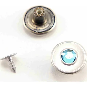 Knoflík Narážecí knoflík - modrý kamínek - průměr 1,6 cm