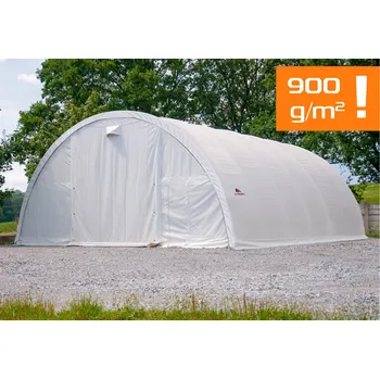 Zahradní stan Plachtová hala šířka: 9,15 m, délka: 12 m, výška: 4,5 m, PVC 900g/m2 BÍLÁ, bez navijáku Expedice do 24 hodin