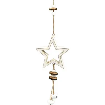 Vánoční dekorace závěs Hvězda dřevěný 11,5x11/37cm HW-54830A 8885598 UNIPAP