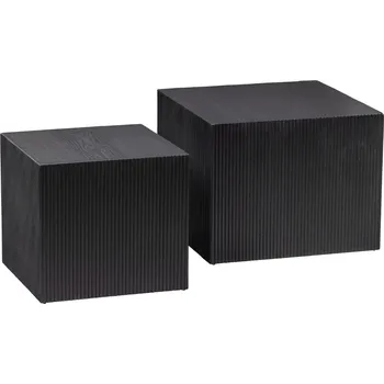 Toaletní stolek WOOOD Set dvou černých borovicových odkládacích stolků Senna 50x50 / 40x40 cm