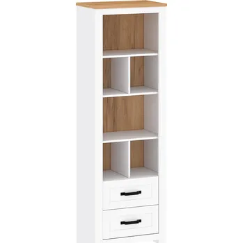 Obývací stěna Otevřený regál, bílá alba / dub craft zlatý, LANZETTE R