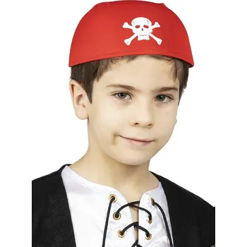 Karnevalový doplněk Funiglobal - Červený šátek s lebkami pro děti -