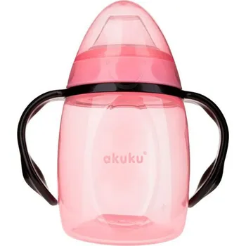 Akuku Nakloněný hrníček se silikonovým náustkem 280 ml růžový