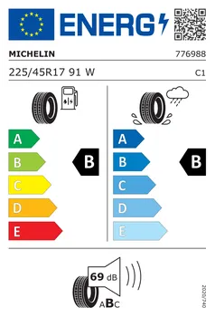 energetický štítek letní pneumatiky Michelin Primacy 4 225/45 R17 91 W S1