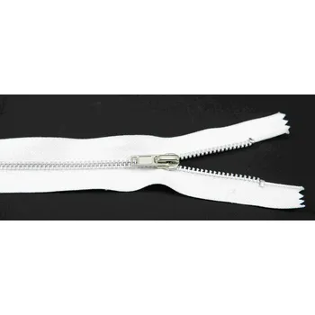 Zip Nedělitelný kovový stříbrný zip č.3 více barev - délka (16 - 20 cm) Bílá 16 cm