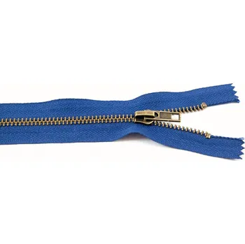 Zip Jeansové zipy starokovové č. 5 nedělitelné - délka 6 cm - 22 cm tmavě modrá 6 cm