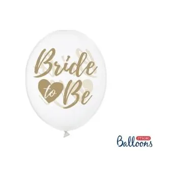 Balónek Balónky latexové se zlatým nápisem - Bride to be - Rozlučka se svobodou - 30cm - 6 ks