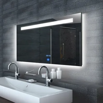Zrcadlo Zrcadlo s LED osvitlením a hodinami 1400x650x43mm (bssML6514)
