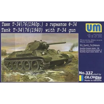 Plastikový model Unimodel 1/72 T-34/76 with F-34 gun (1940)
