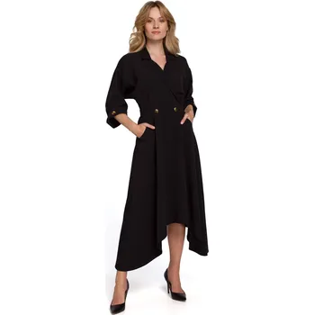 Dámská móda Elegantní šaty s asymetrickou sukní Makover K086 černé EU velikost: S