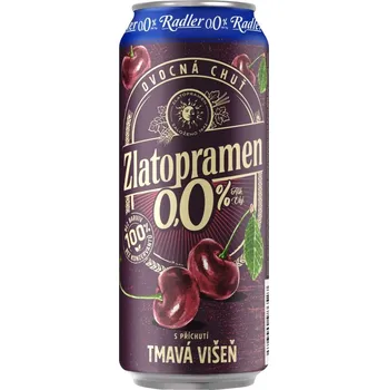 Pivo Zlatopramen Radler Tmavá višeň  0,0 % 500 ml plech