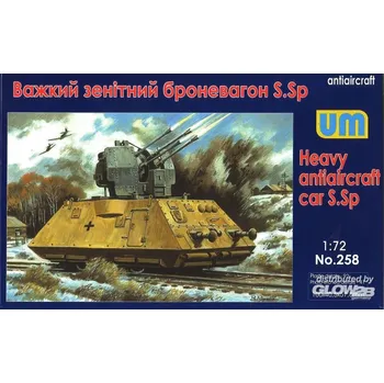 Plastikový model Unimodel 1/72 Heavy antiaircraft car S.Sp