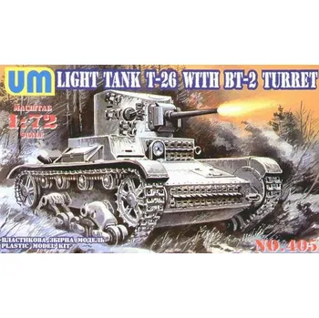 Plastikový model Unimodel 1/72 T-26 with BT-2 Turret