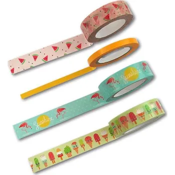 Lepicí páska Folia - Max Bringmann Washi Tape - dekorační lepicí pásky - 4 ks - motiv TROPICAL
