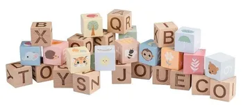 Dřevěná hračka Jouéco The Wildies Family dřevěné kostky abeceda 30 ks