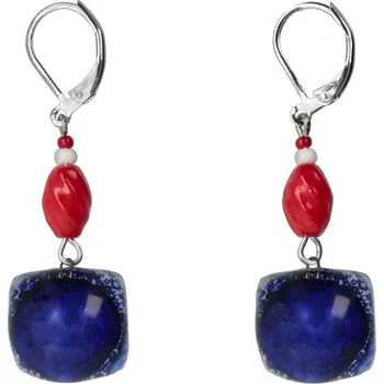 Náušnice Skleněné náušnice tmavě modré s korálky NK0301