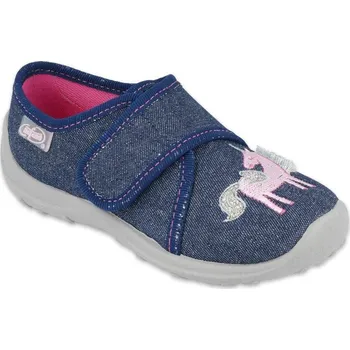 Dívčí bačkory Bačkůrky papučky Befado 560x146 modré s jednorožcem velikost: 26