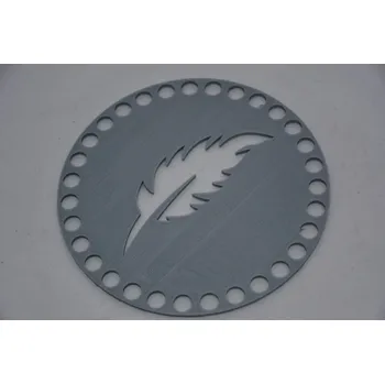 Víko/dno na košík 14,5cm - pírko stříbrno-šedá