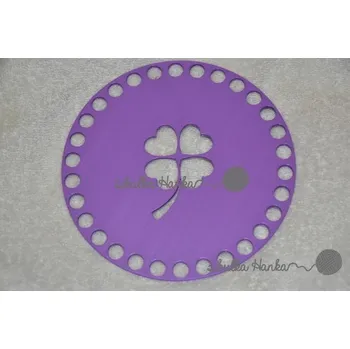 Víko/dno na košík 14,5cm - čtyřlístek lila