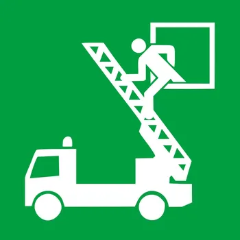 samolepka Tabulka – Záchranné okno, samolepicí plast, 20 × 20 cm