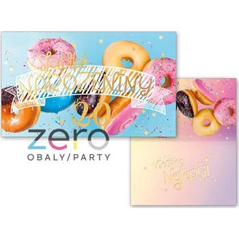 Přání s textem narozeninové 20 + obálka - koblihy