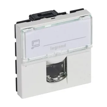 vypínač Legrand Mosaic zásuvka RJ45 2M Cat. 5e UTP bílá 76554