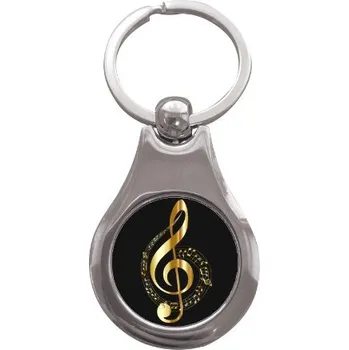 Přívěsek na klíče kolečko s potiskem Houslový klíč