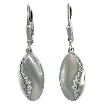 Náušnice Stříbrné visací náušnice oválky se zirkony