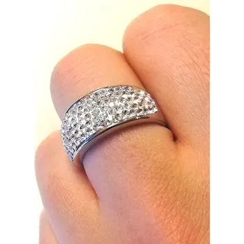 Prsten Ocelový prsten se SW kameny (Prstýnek ocel se SWAROVSKI krystalky)