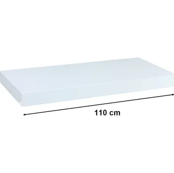 police Dekorativní police na stěnu lesklá bílá s neviditelným uchycením, délka 110 cm