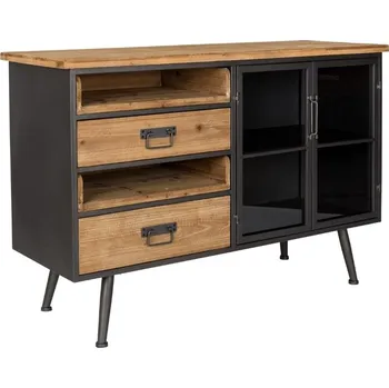 Komoda White Label Tmavě šedá kovová komoda WLL Damian 113 x 75 cm