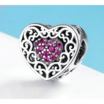 Přívěsek Bamoer stříbrný přívěsek Dvojí srdce