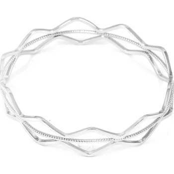 Náramek biju Pevný vlnkovaný náramek z rhodiovaného kovu B:UNIQ 1334