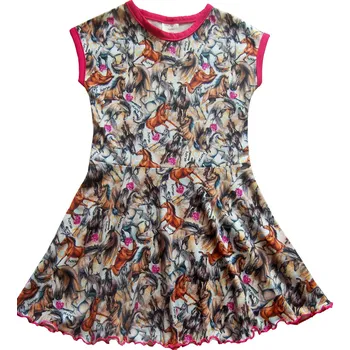 Dívčí šaty dosupliku Dívčí šaty tisk koně s půlkolovou sukní 98