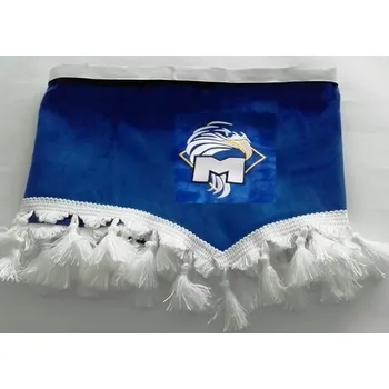 Stínítko do auta Kompletní sada závěsů pro MAN/MERCEDES, barva modrá a bílé střapce