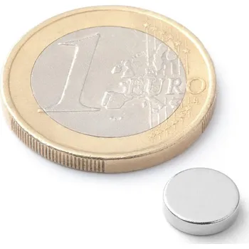 Dekorativní magnet SOLLAU Neodymový magnet válec D&nbsp;8x2 mm, Neodym, N38, poniklovaný