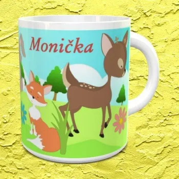 Hrnek se jménem Zvířátka v lese - Modrá / Keramický 0,29 l