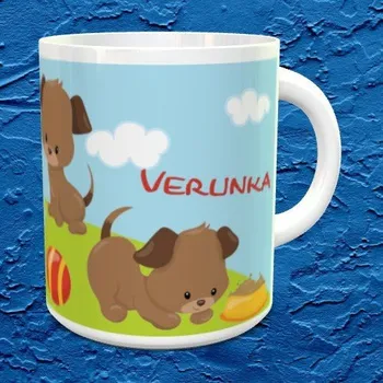 Hrnek se jménem Pejsci - Fialová / Plastový 0,29 l