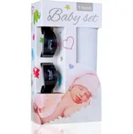 T-TOMI Baby set - bambusová osuška white / bílá + kočárkový kolíček black / černá