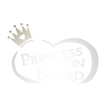 Polep vozidla SAMOLEPKA Princess on board nápis s korunkou (82 - odrazková reflexní bílá) NA AUTO, NÁLEPKA, FÓLIE, POLEP, TUNING, VLASTNÍ TEXT, TISK, AUTOSAMOLEPKY.cz, POLEPY, OBRÁZEK, LOGO, SAMOLEPKY
