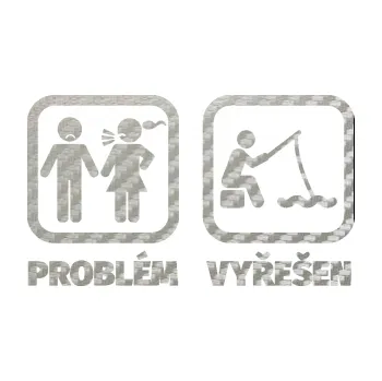 Polep vozidla SAMOLEPKA Problém? Vyřešen 006 na ryby (52 - 3D karbon stříbrný) NA AUTO, NÁLEPKA, FÓLIE, POLEP, TUNING, VLASTNÍ TEXT, TISK, AUTOSAMOLEPKY.cz, POLEPY, OBRÁZEK, LOGO, SAMOLEPKY